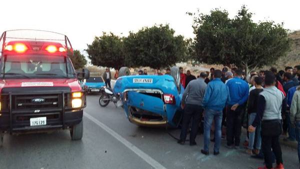 إصابة سائق طاكسي من الصنف (ب) في حادث انقلاب سيارته بمنحدر تيغانمين بالحسيمة